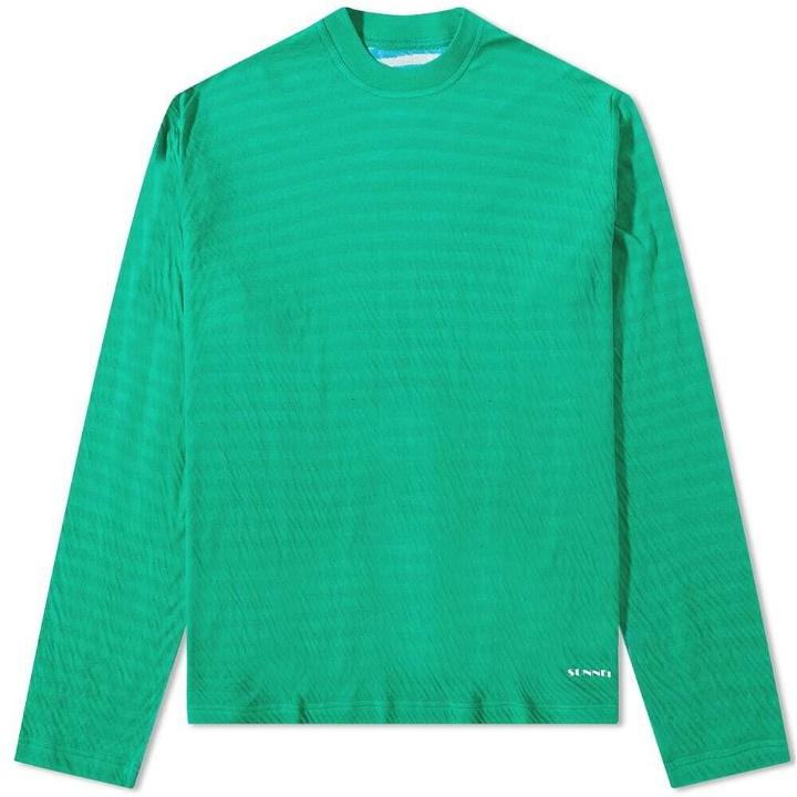 Photo: Sunnei Men's Long Sleeve Stripe T-Shirt in Green/Blue Stripes
