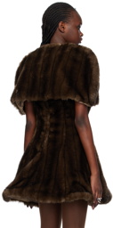 FIDAN NOVRUZOVA Brown Cropped Faux-Fur Cardigan