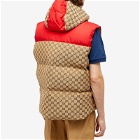 Gucci Men's GG Jacquard Hooded Down Vest in Camel