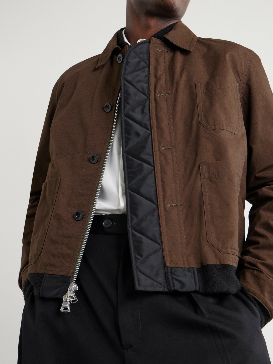 Sacai - Reversible Nylon Bomber Jacket - Brown
