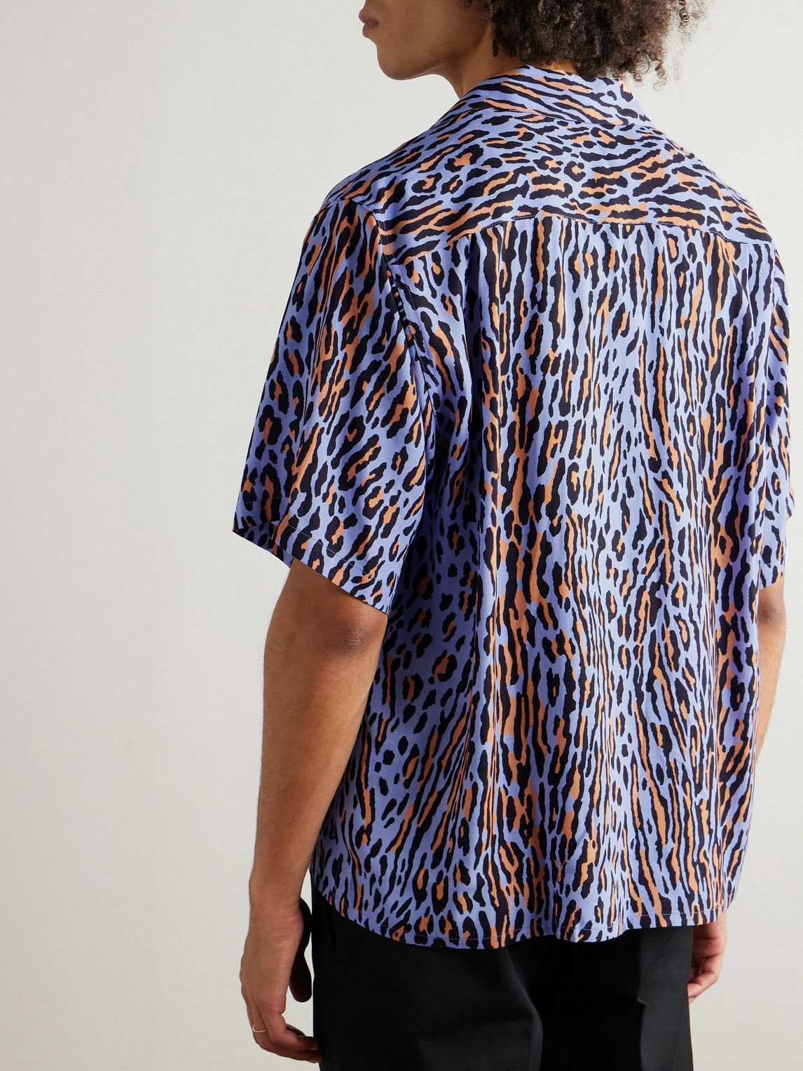 Wacko Maria - Convertible-Collar Leopard-Print Lyocell Shirt - Blue
