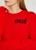 Chloe Logo Wool and Cashmere-blend Jumper Red