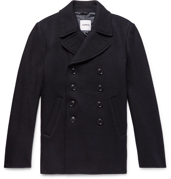 Photo: Aspesi - Double-Breasted Boiled Wool Peacoat - Men - Midnight blue