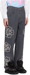 BLUEMARBLE Gray Embroidered Jeans