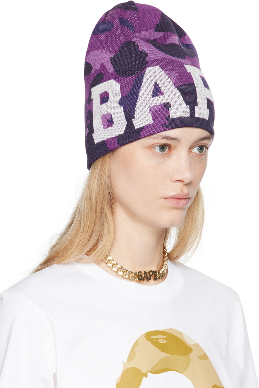 BAPE Purple Color Camo Knit Beanie A Bathing Ape