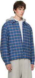 We11done Blue Hooded Shirt Jacket