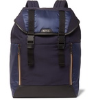 Paul Smith - Leather-Trimmed Ripstop and Shell Backpack - Blue