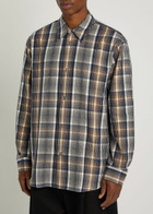Studio Nicholson Checked Brushed-cotton Shirt Navy