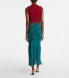 Rabanne Embellished crochet cotton midi skirt