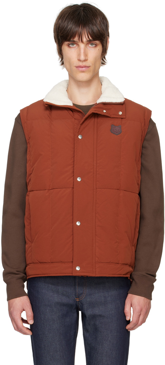 Maison Kitsuné Orange Fleece Collar Sleeveless Down Vest