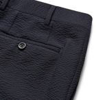 Canali - Kei Slim-Fit Wool-Blend Seersucker Suit Trousers - Blue