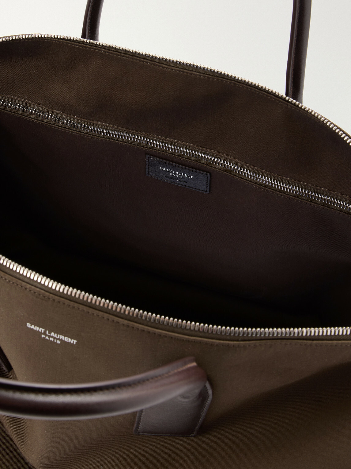 SAINT LAURENT - Bowling Leather-Trimmed Cotton-Canvas Weekend Bag