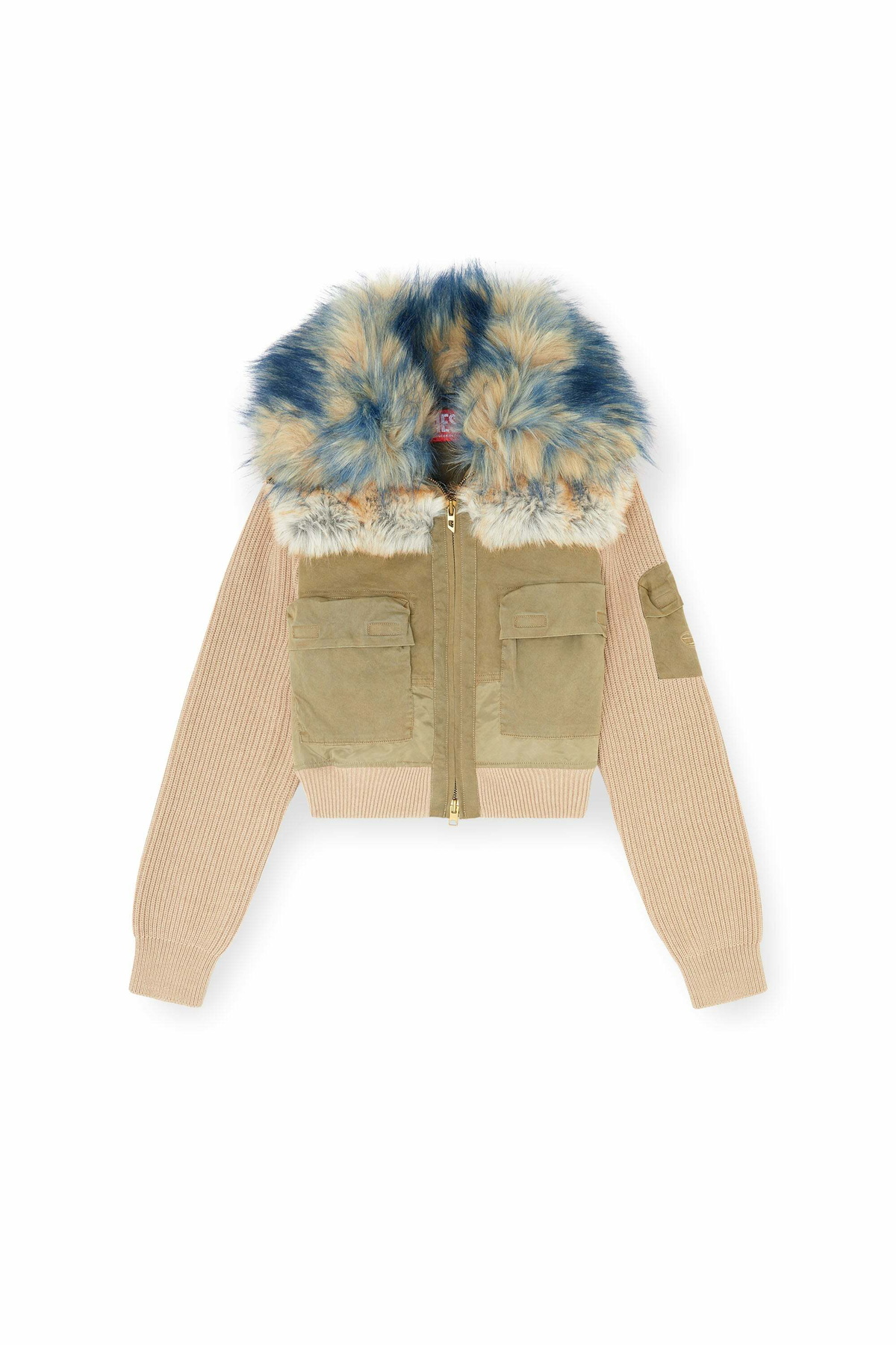 Diesel Bomber jacket with rib-knit and plush trims - Jackets Womens in Beige