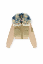 Diesel Bomber jacket with rib-knit and plush trims - Jackets Womens in Beige