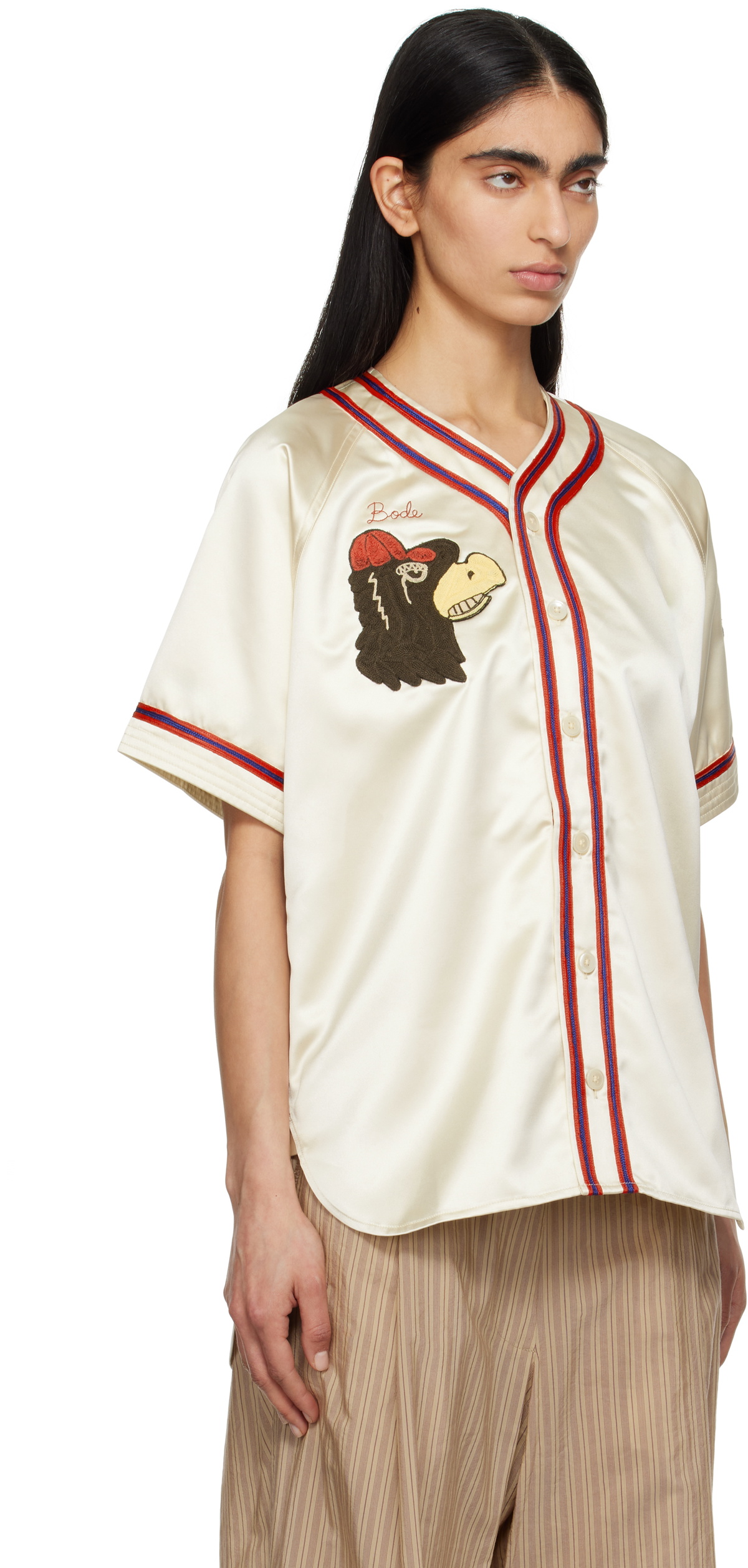 Bode Off-White Redtail Baseball Shirt