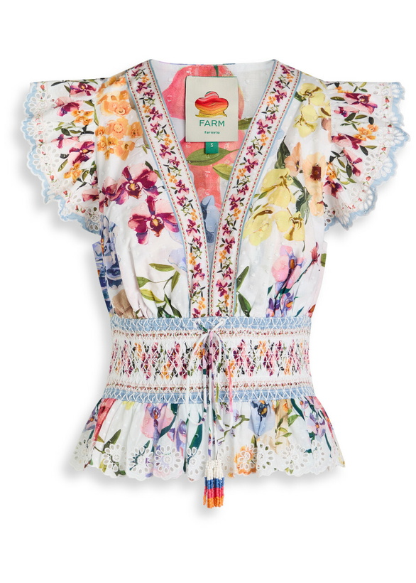 Photo: Farm Rio Greek Garden Floral-printed Cotton Blouse White