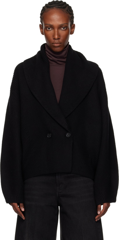 Photo: TOTEME Black Shawl-Lapel Cardigan