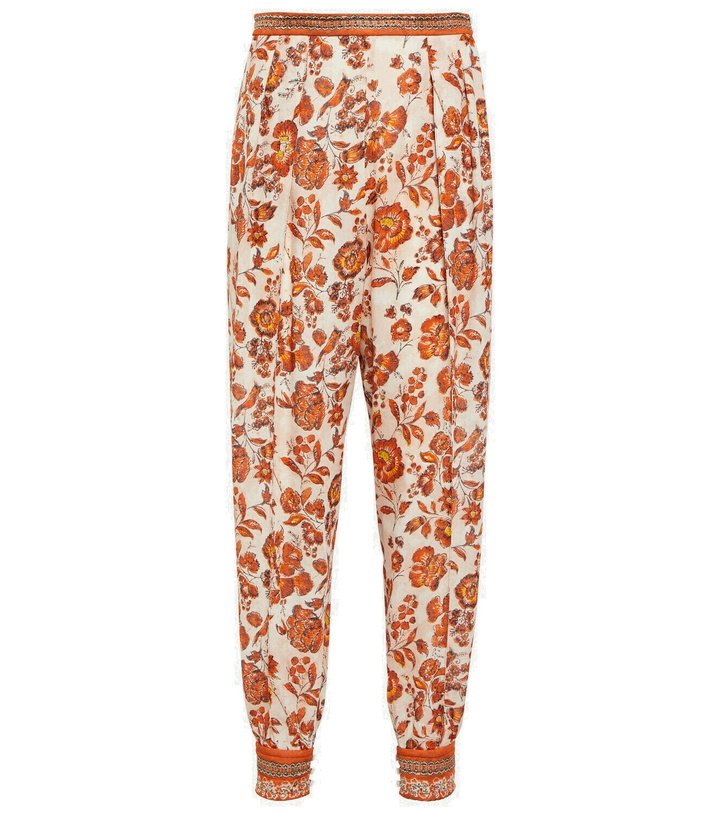 Photo: Loro Piana Alvy floral silk georgette tapered pants