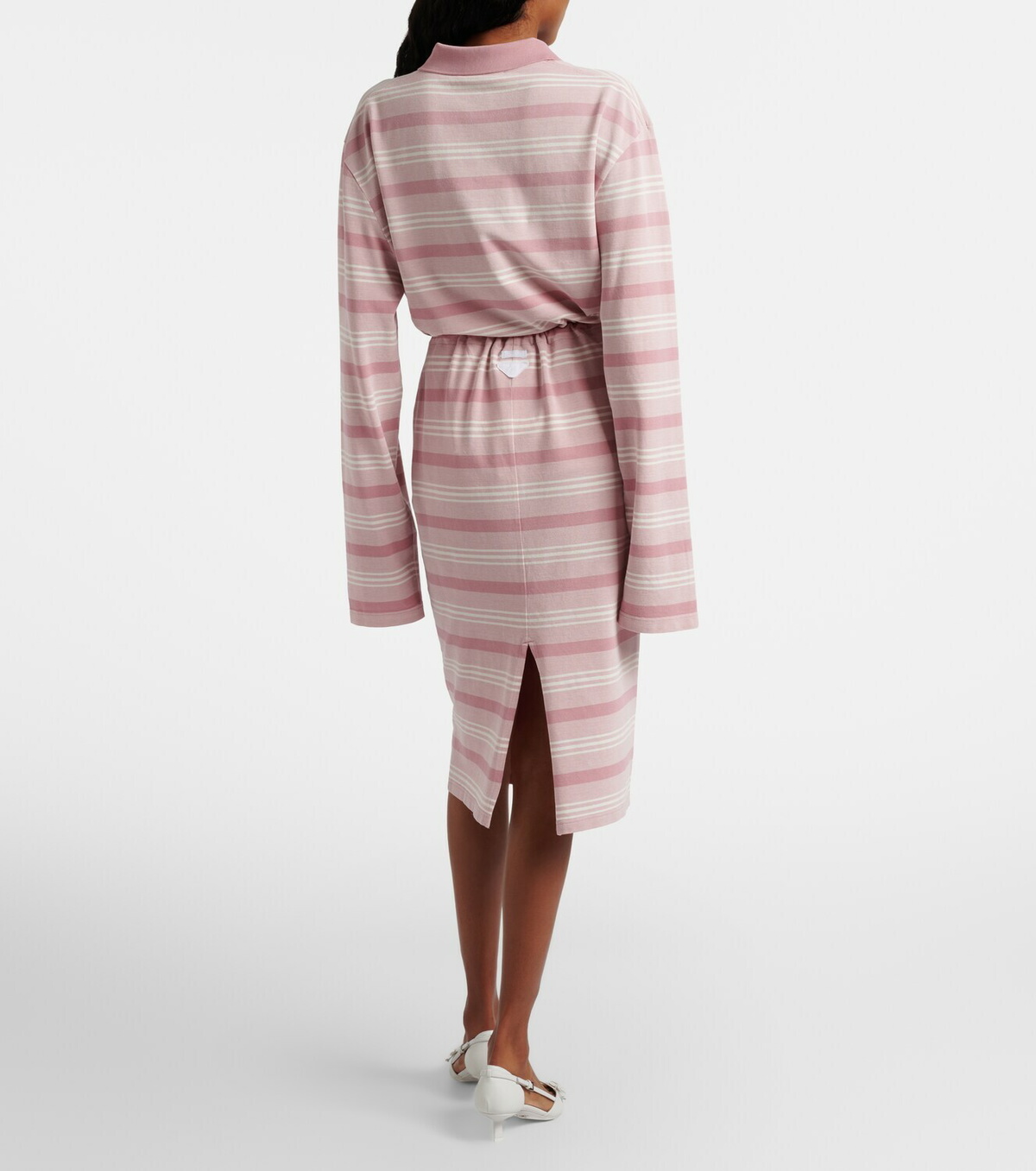 Prada Striped cotton piqué pencil skirt