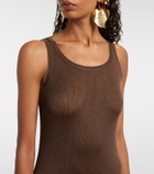Saint Laurent Ribbed-knit maxi dress