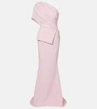Safiyaa Elyna one-shoulder crêpe gown