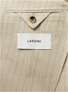 Lardini - Double-Breasted Pinstriped Wool Blazer - Neutrals