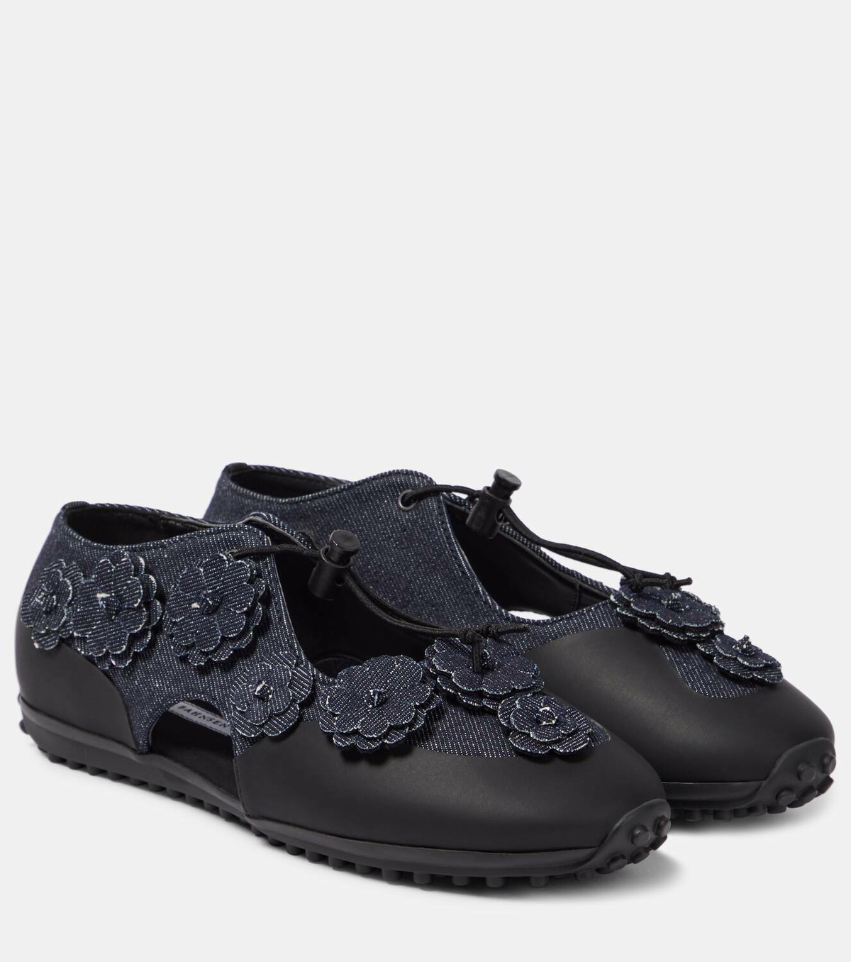 Cecilie Bahnsen Shay floral-appliqué denim flats Cecilie Bahnsen