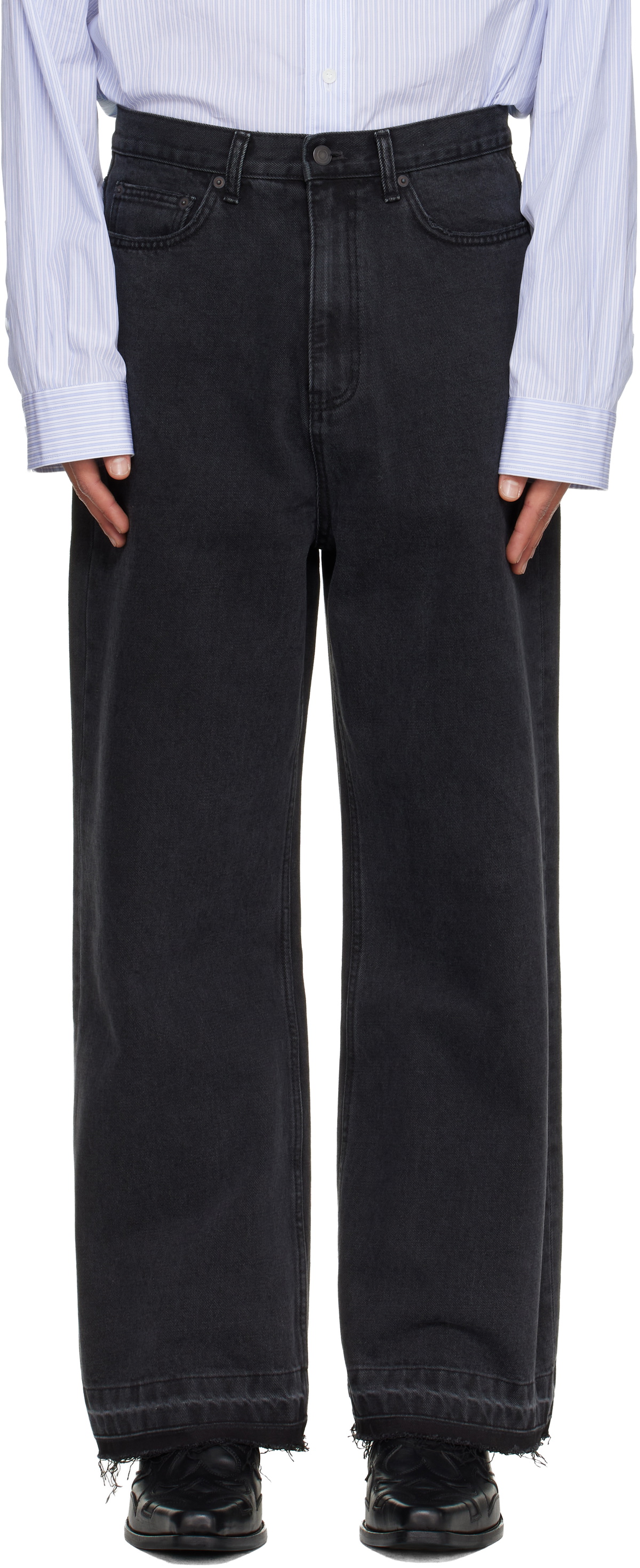 NO/FAITH STUDIOS Black Heavy Denim Cargo Pants