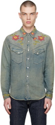 RRL Blue Embroidered Shirt