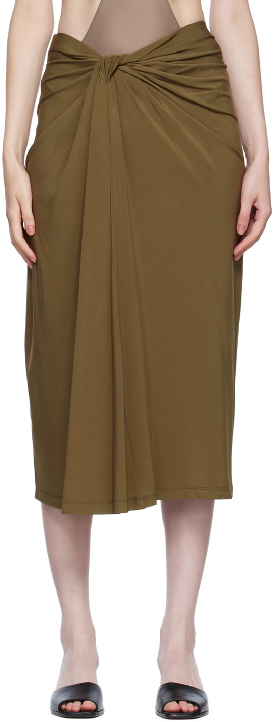 Rosetta Getty SSENSE Exclusive Brown Knotted Midi Skirt