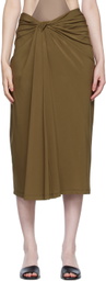 Rosetta Getty SSENSE Exclusive Brown Knotted Midi Skirt