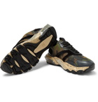 Valentino - Valentino Garavani Bounce Leather, Suede and Mesh Sneakers - Men - Army green