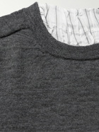 Maison Margiela - Distressed Layered Wool and Striped Satin Sweater - Gray