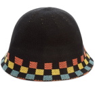 Paul Smith Men's Checkerboard Crochet Hat in Black