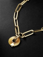 Foundrae - Classic Fob Clip Chain and Spade Disk Gold Bracelet