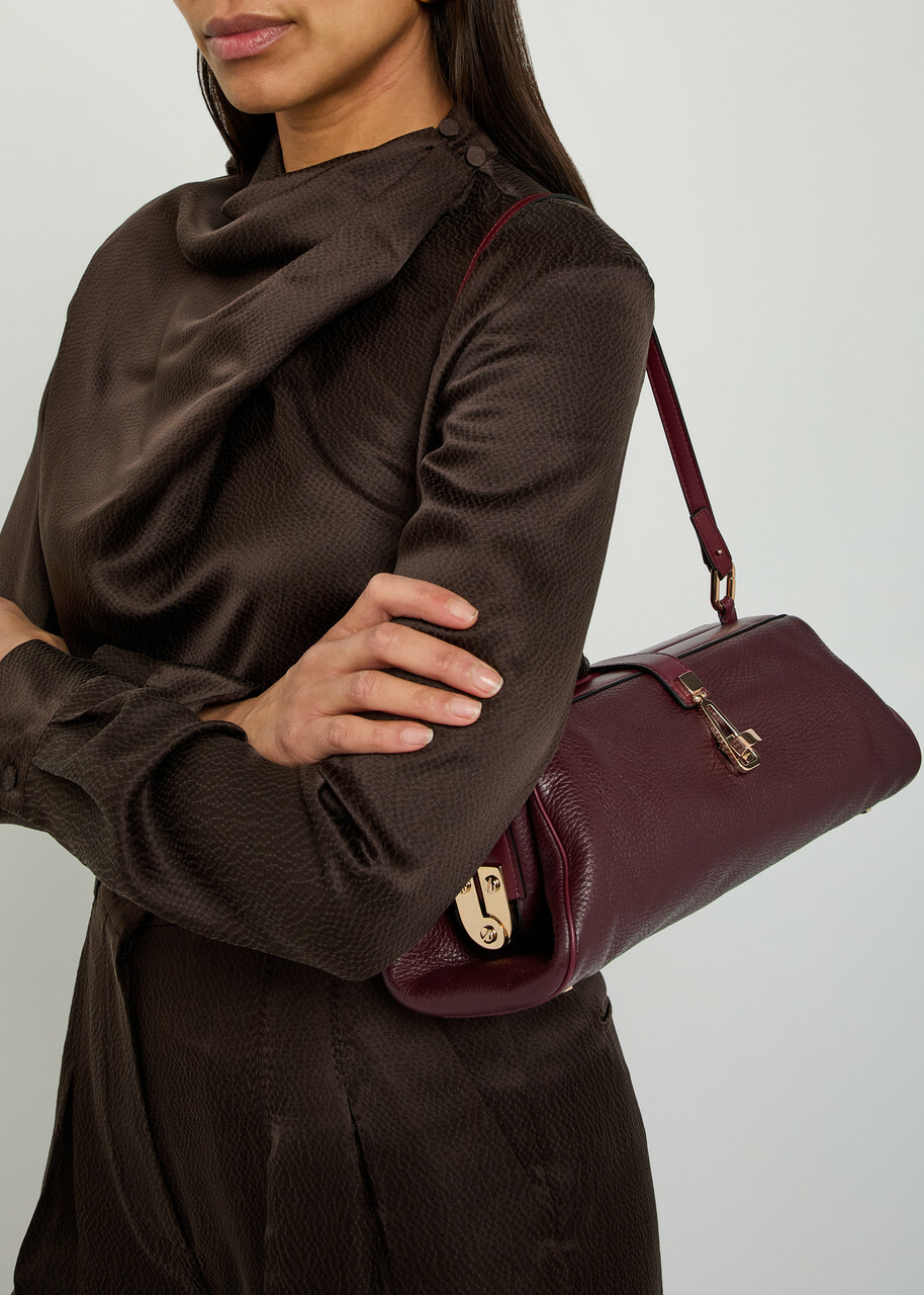 Gabriela Hearst Paola Grained Leather Clutch - Bordeaux - One Size
