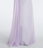 McQueen Draped silk chiffon bustier gown