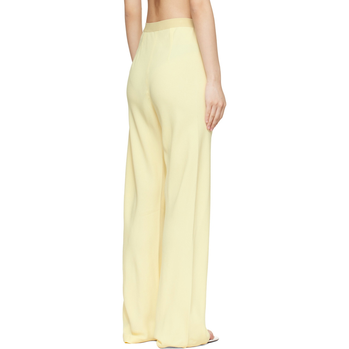 WARDROBE.NYC Beige Crepe Bias-Cut Trousers