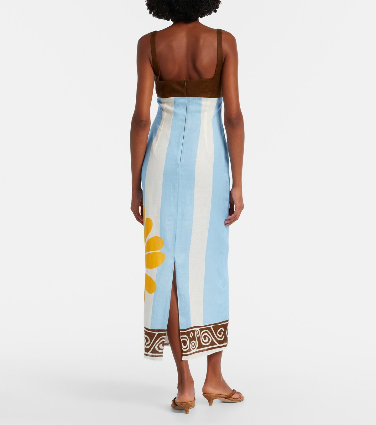 Cala de la Cruz Nara cutout striped linen midi dress