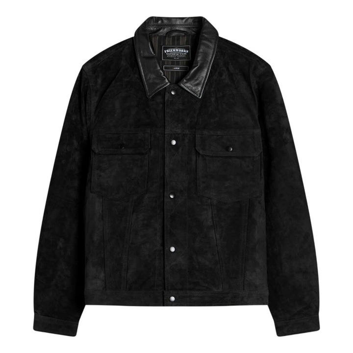 Photo: FrizmWORKS Men's Suede Storm Trucker Jacket - END. Exclusive in Black