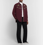 Needles - Logo-Embroidered Piped Twill Shirt - Burgundy