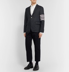 Thom Browne - Navy Slim-Fit Unstructured Striped Donegal Wool-Tweed Blazer - Blue