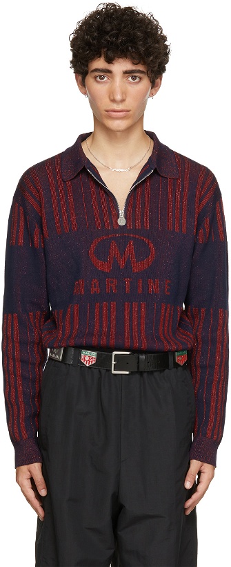 Photo: Martine Rose Red & Navy Prysm Long Sleeve Polo