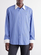Acne Studios - Logo-Embroidered Striped Poplin Shirt - Blue