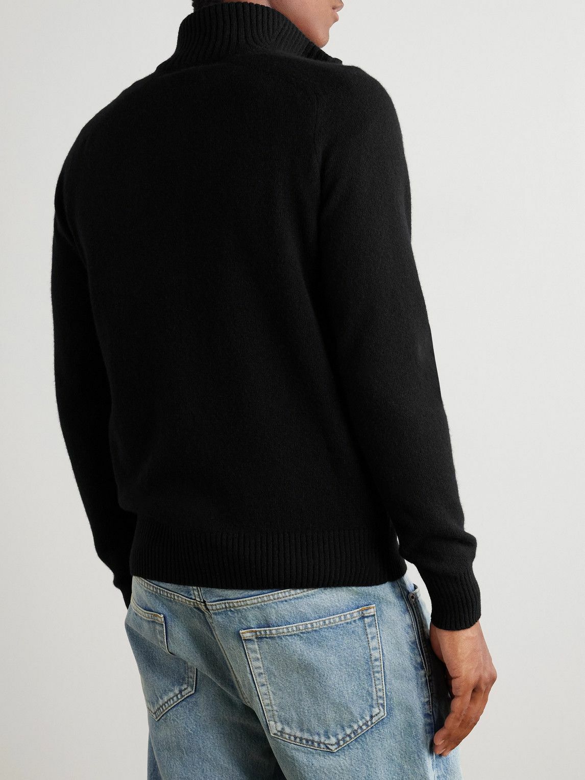 TOM FORD - Wool and Cashmere-Blend Half-Zip Rollneck Sweater