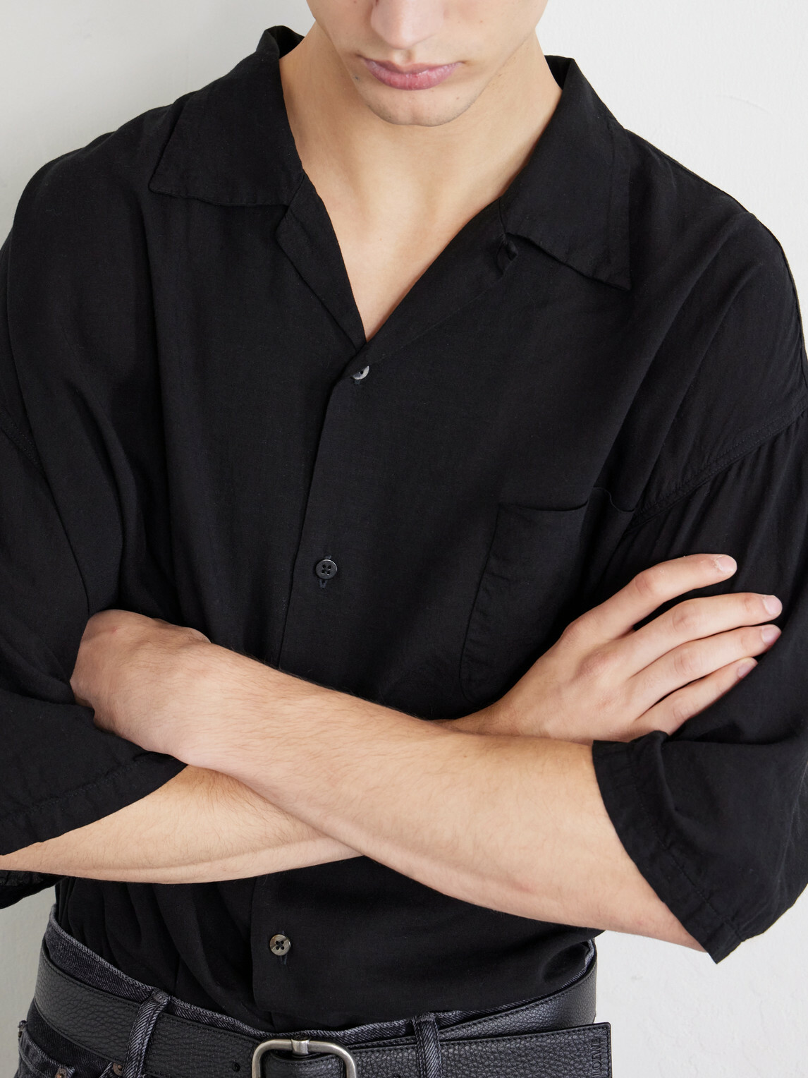 KAPITAL - Big Lyocell and Linen-Blend Shirt - Black