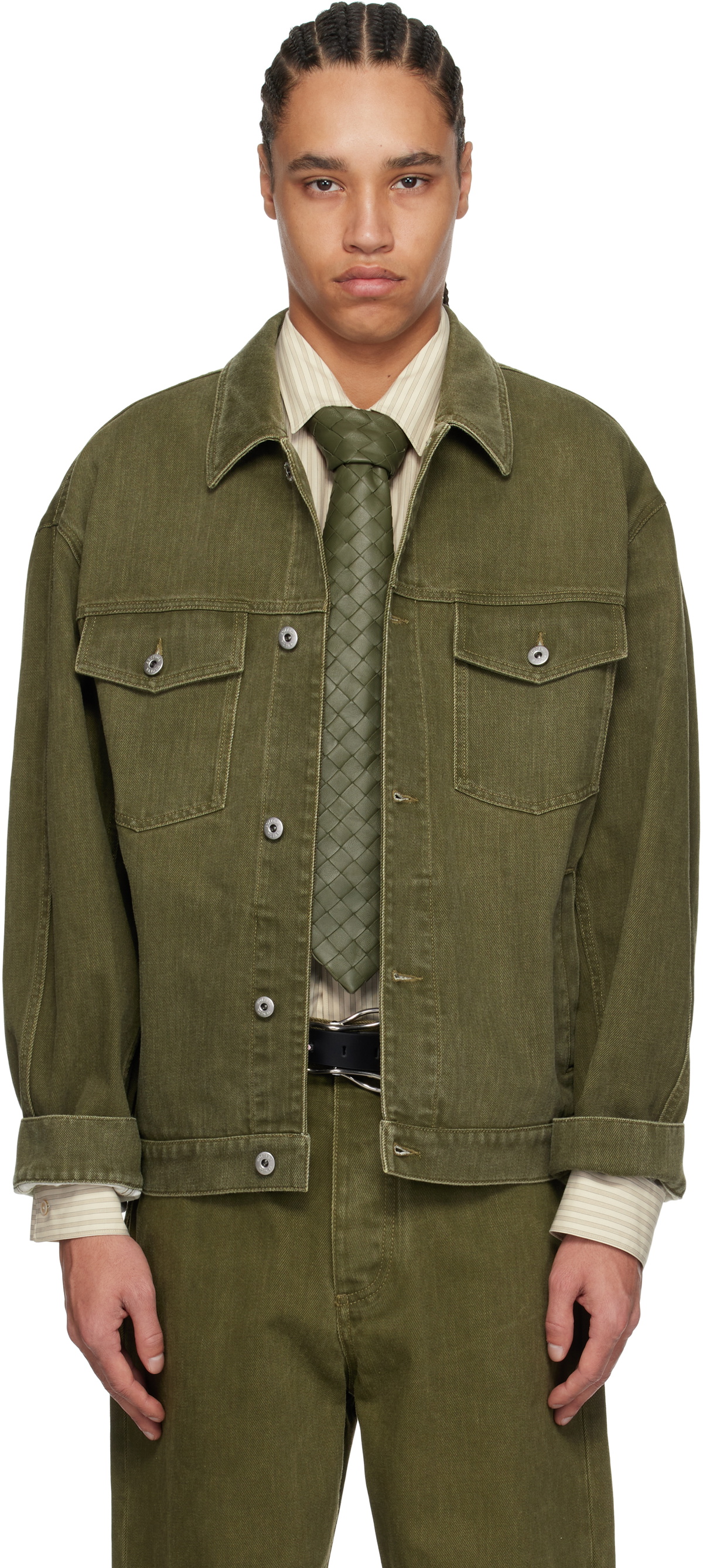 Bottega Veneta Khaki Colored Denim Jacket