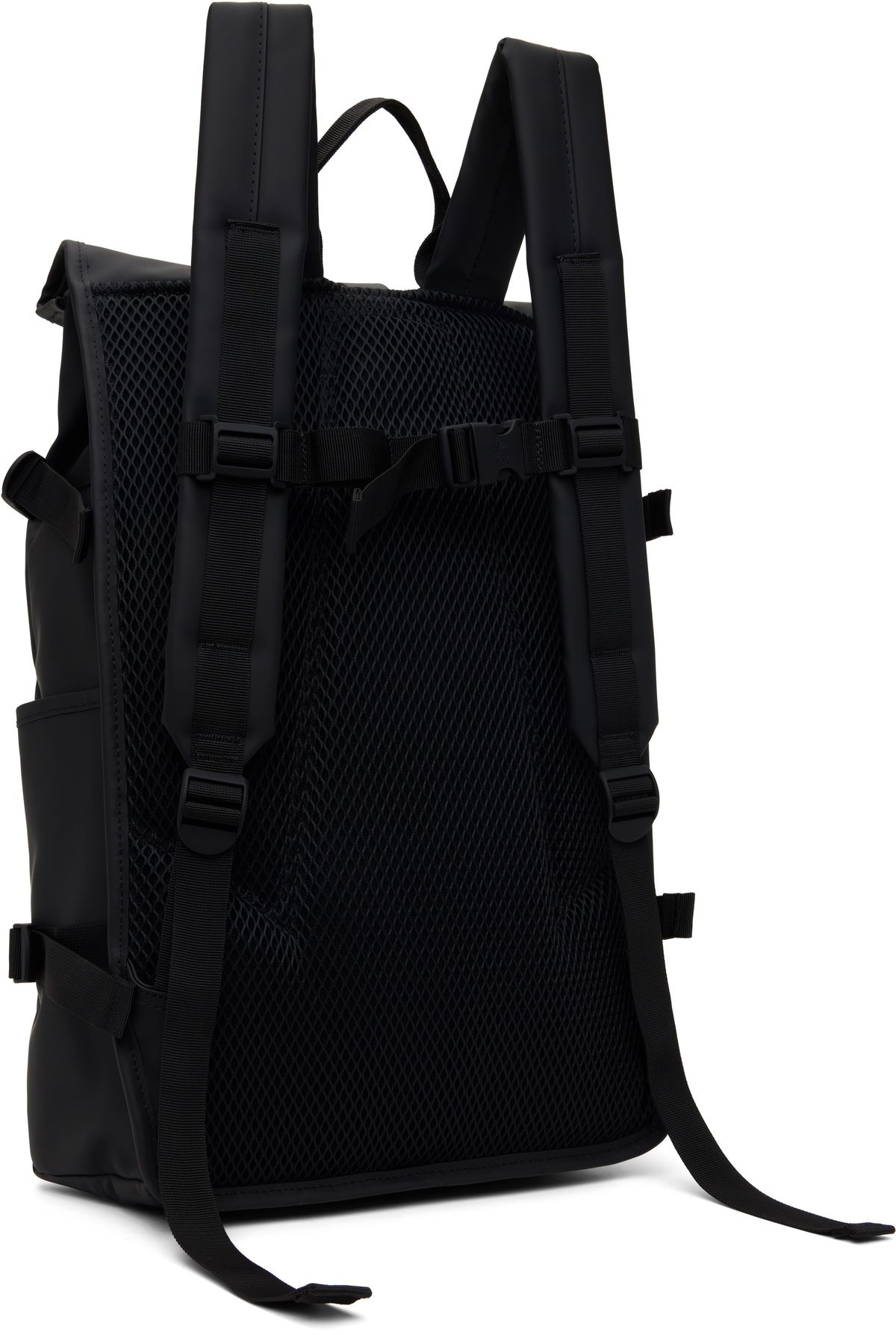 RAINS Black Rolltop Large Rucksack
