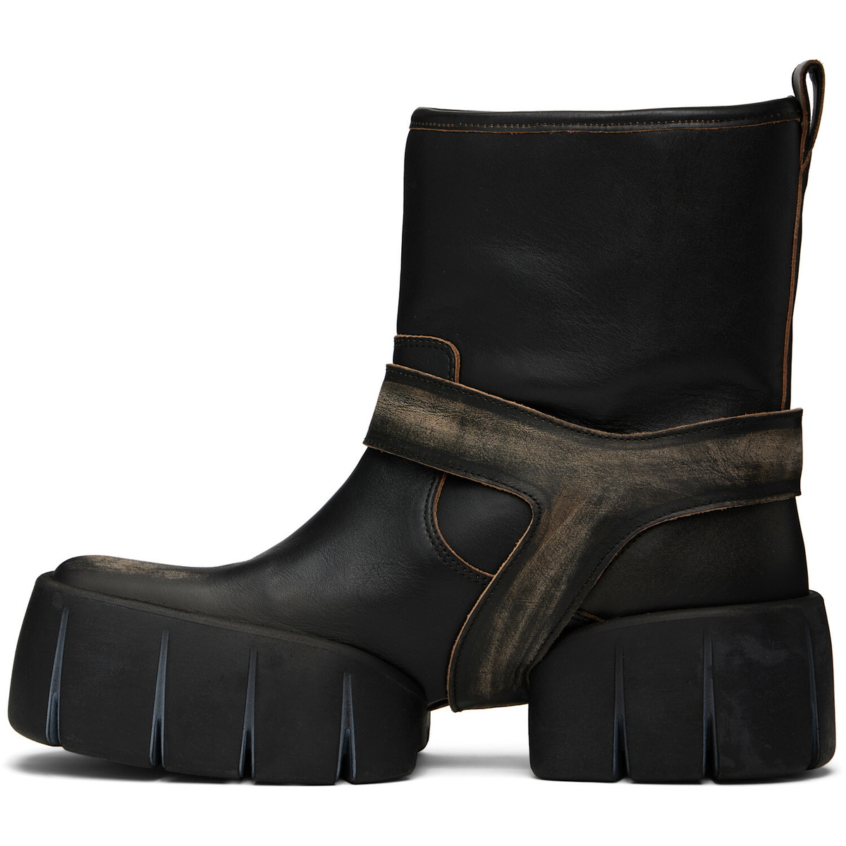 Diesel Black D-Tex Distressed Leather Biker Boots