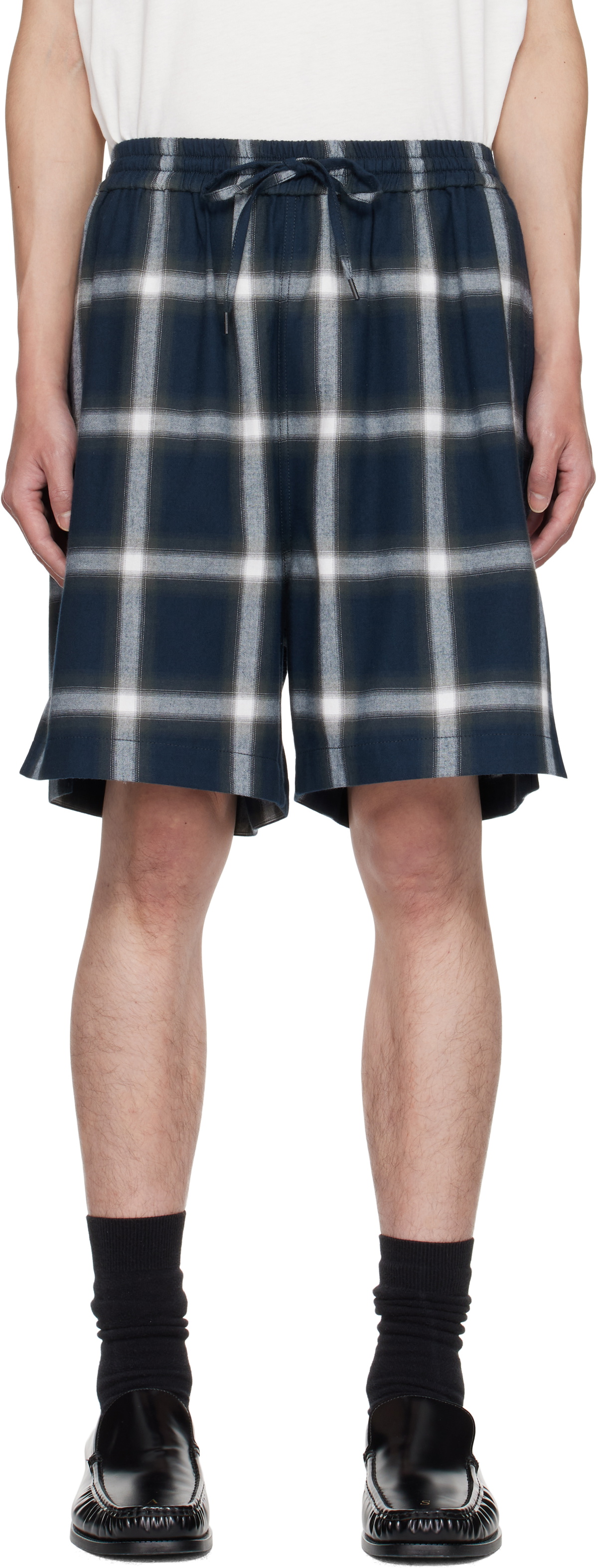Acne Studios Navy Check Shorts Acne Studios